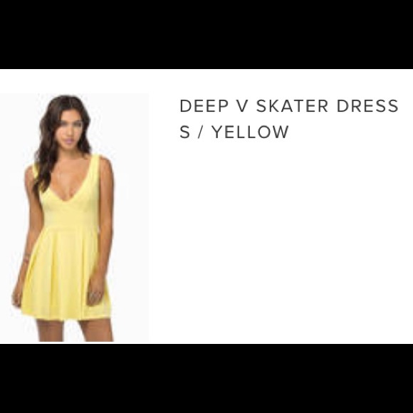 Yellow Deep V Skater Dress - Picture 1 of 4